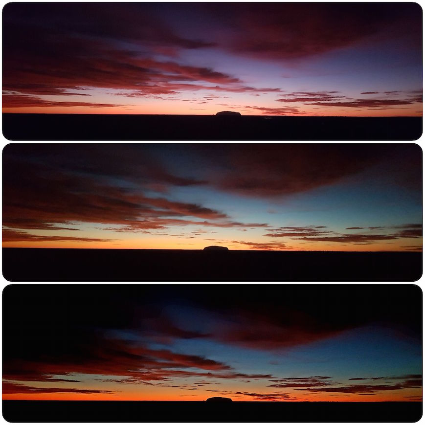 Dreierlei Sonnenaufgang am Uluru